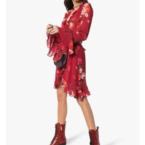 ByTiMo Red Floral Wrap Dress - Picture 1 of 4